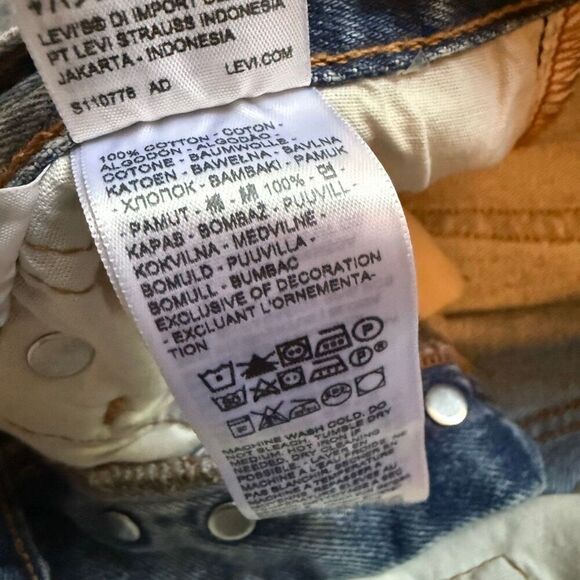 Levi’s 501 Straight Leg Blue Denim Jeans Distressed 26” - Picture 4 of 8